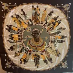 エルメスのマサイ族柄　スカーフ アフリカ文化デザイン