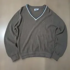 Y2K80sIzodラコステLACOSTEプルオーバーニットセーターVネック