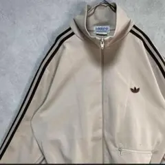 古着 80s アディダス トラックジャケット デサント製 ベージュ ブラウン