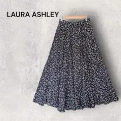 LAURA ASHLEY ローラアシュレイ 花柄 ロングスカート 7ARネイビー