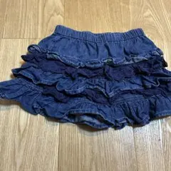 MIKI HOUSE デニムフリルキュロットスカート 100cm