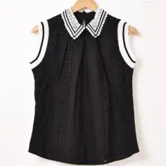 205 zero カラバサ　カットワークレース タック入り ノースリーブシャツ