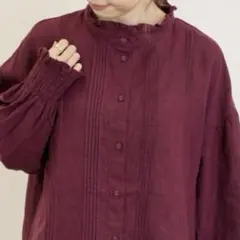 Samasna Mos2 Cross×Linenピンタックブラウス