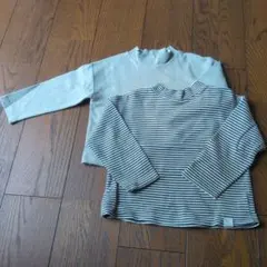 pino 水色 ストライプ 長袖カットソー