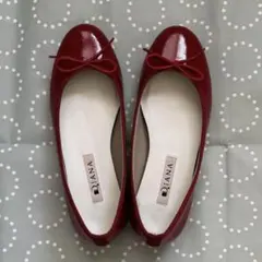 DIANA エナメル　レッド バレエシューズ21.5