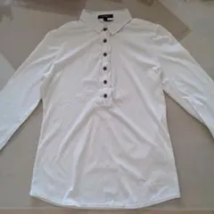 BURBERRY 　七分袖カットソーシャツ 　刺繍・フリル付きホワイト