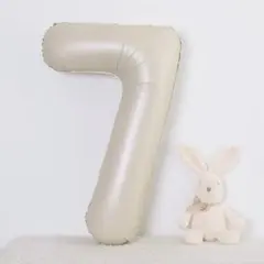 ナンバーバルーン 7 くすみベージュ 数字 風船 お誕生日 記念日 飾付け 祝い