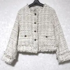 【美品】VIS ビス　ツイードノーカラージャケット ラメ入り 金ボタンセレモニー