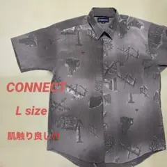 CONNECT 半袖シャツ 総柄 グレー L size 夏 生地薄い 柄Tシャツのサムネイル