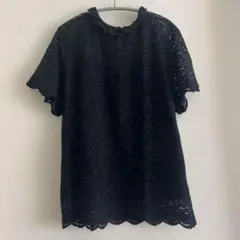 【PNYUS】　総レース　半袖　トップス　黒のサムネイル