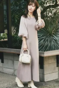 インフルエンサー　【harさんコラボ】バルーンスリーブニットワンピース