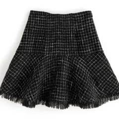 GRL グレイル インパン裏地付きフリンジツイードミニスカート gc231