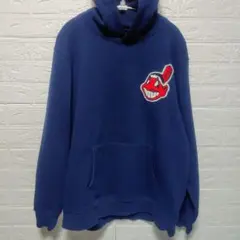 90s US古着　MLBインディアンス　ハーフジップフリース　M ネイビー　刺繍 2025年最新】メジャーリーグ インディアンスの人気アイテム