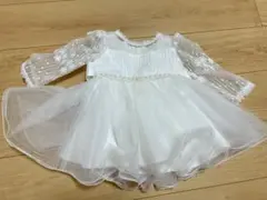 ベビードレス　ホワイト　チュール　1歳　結婚式　リングガール　お食い初め