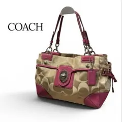 COACH Beige Pink Shoulder Tote Bag Y2K