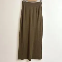 ユニクロ UNIQLOリブロングスカート　3Dニット 美シルエット ブラウンML
