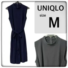 UNIQLO ネイビー　ワンピース　ノースリーブ　M