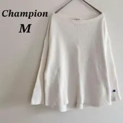 Champion カットソー M 白 ワッフル ボートネック ゆるだぼ 長袖のサムネイル