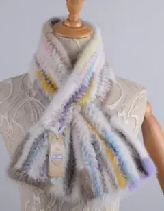 新品 豪華シルバーフォックスを両面で使ったロングマフラー 編み込み