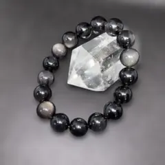 【高品質】天然石パワーストーン　マルチカラーオブシディアンブレスレット　12㎜