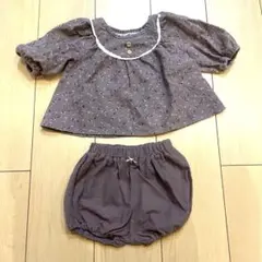 セットアップ　ベビー　ブラウン　花柄　可愛い　ブルマ　お洒落