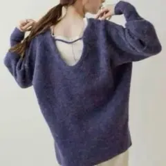 Kastane メランジVあきニットプルオーバー