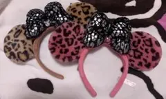 レオパード柄ミニーマウスカチューシャ（ピンク）