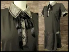 G② SN44 美品 アクシーズファム ポロシャツ チェック 切替 ワンピース