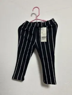 【未使用品】ストライプ柄ロングパンツ 90cm ブラック