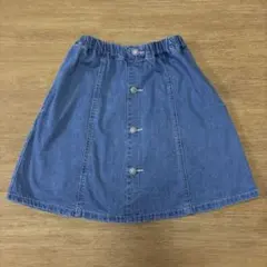 デニムブルー ボタンフロントスカート　150㎝