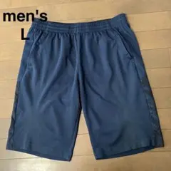 メンズ　短パン　ショートパンツ　紺　L スポーツ　ポリエステル