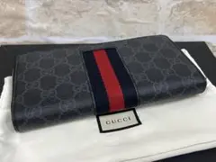 美品 GUCCI 長財布 ラウンドファスナー シェリーライン GGスプリーム