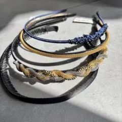 カチューシャ 4点セット まとめ売り ゴールド シルバー ネイビー　ブラック