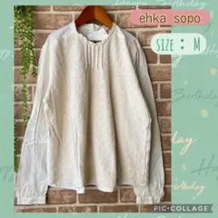 新品！エヘカソポehka sopo フリルネックレースブラウス M