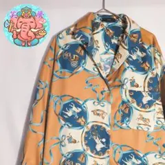 総柄シャツ ジャケット風 ポリエステル M〜L相当 個性派 ユニセックス