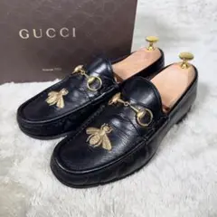 GUCCIミュール22.5㎝ ホースビット〕メンズ ミュールベージュ＆ブルー GGデニム