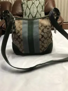 Coach ショルダーバッグ ベージュとグリーン 中型