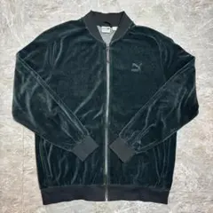 美品 PUMA ベロア トラック ジャケット ジャージ XL ブラック 刺繍ロゴ