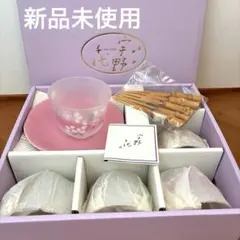 【新品】宇野千代さん　花よしの冷茶グラス 菓子皿 ５客セット　竹フォーク付き桜柄のサムネイル