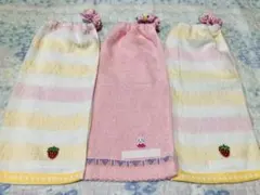 おりこうエプロン☆ワッペン☆一重☆タオルエプロン☆うさぎいちご