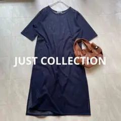 JUST COLLECTION メッシュニットワンピース ロング　ネイビー F