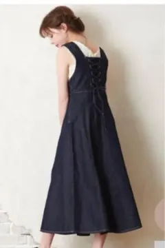 最終価格MAJESTIC LEGON デニムバックレースアップワンピインディゴM