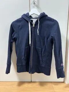 Champion ダブルジップ　パーカー ネイビー S