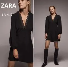 ◆ ZARA ザラ　レース襟　シャツ　チュニック　ワンピース　ブラック