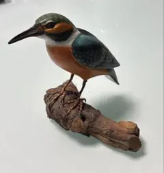 カワセミ 野鳥 翡翠 木彫り バードカービング 木製彫刻 フィギュア