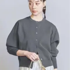 美品ビューティー&ユース　コットンブレンドミラノリブカーディガンウォッシャブル