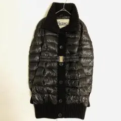 ヘルノ　ドッキング　ライトダウンコート　ニット切り替え　ベルト付　ブラウン　38