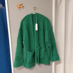 select MOCA ローゲージ編みニットカーディガン　　グリーン