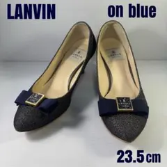 LANVIN en Blue 포인티드 투 리본 펌프스 23.5