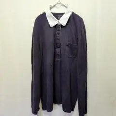 LAND'S END ネイビー　長袖ポロシャツ Mのサムネイル